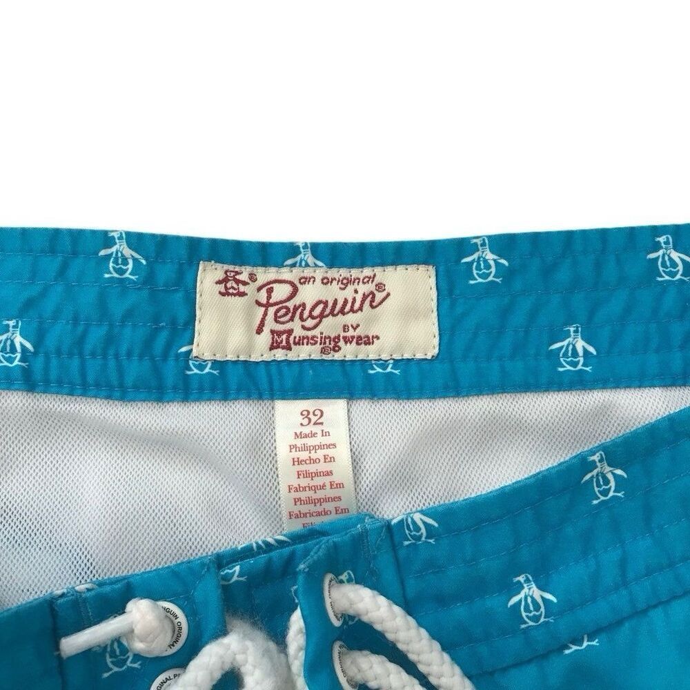 PENGUIN Munsingwear Mens Swimsuit TRUNKS Board Mesh Lined Sz 32 - Picture 3 of 4